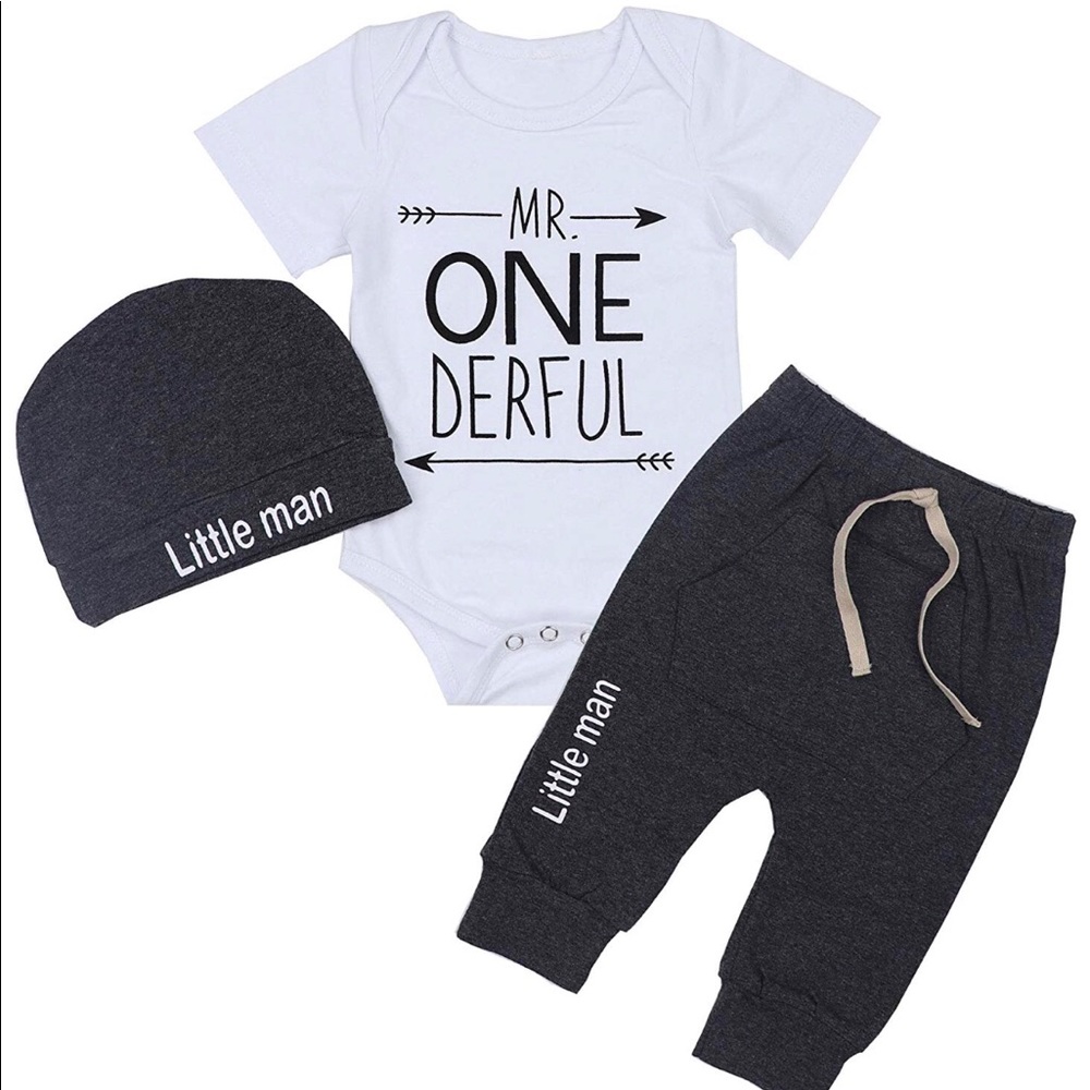 πHPπ 3pc Boy First Birthday Outfit Mr Onederful - Picture 1 of 1